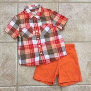 Cherokee Boys Plaid Button Down Shirt & Shorts